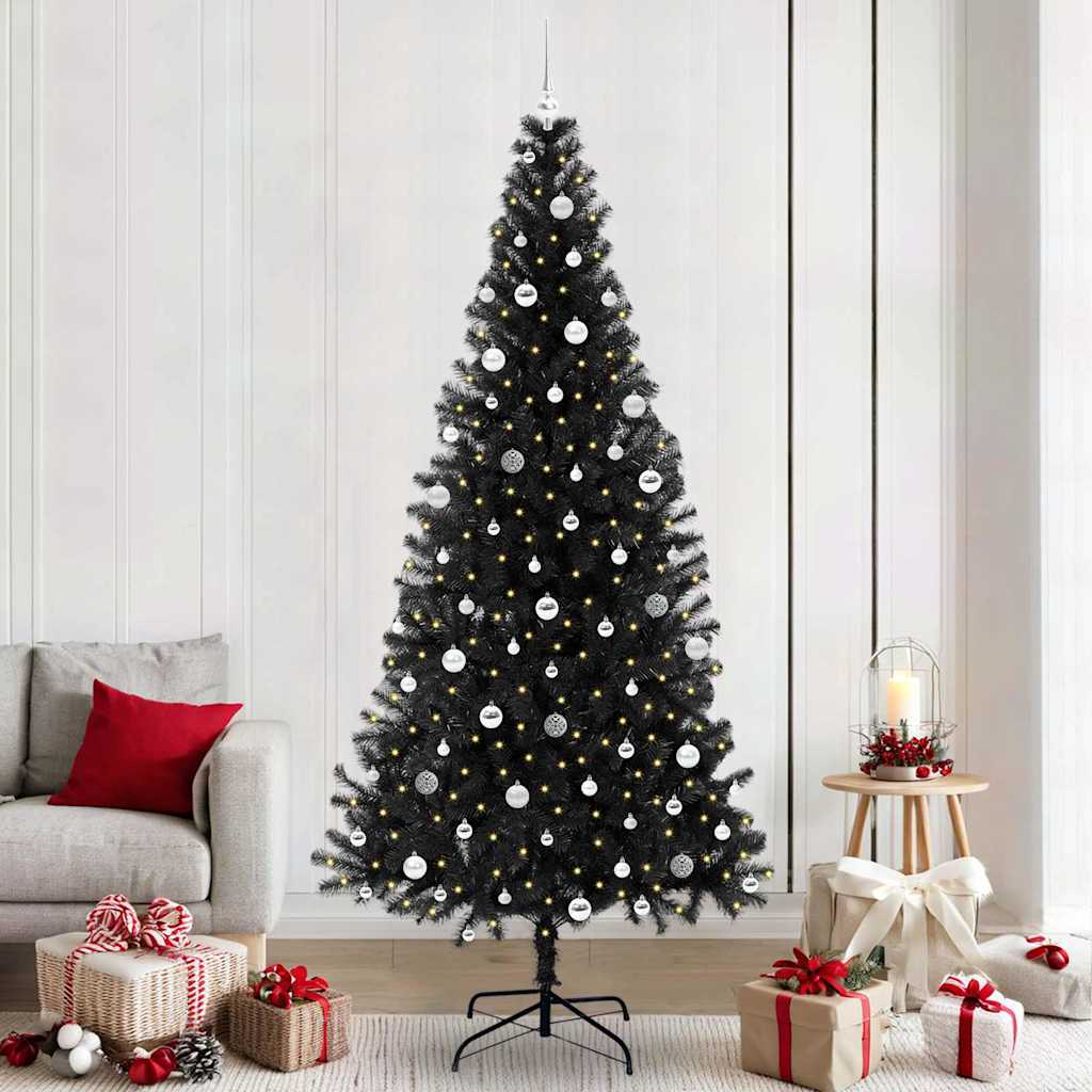 Christmas Tree with 300 LEDs with Stand Black 240 cm PVC