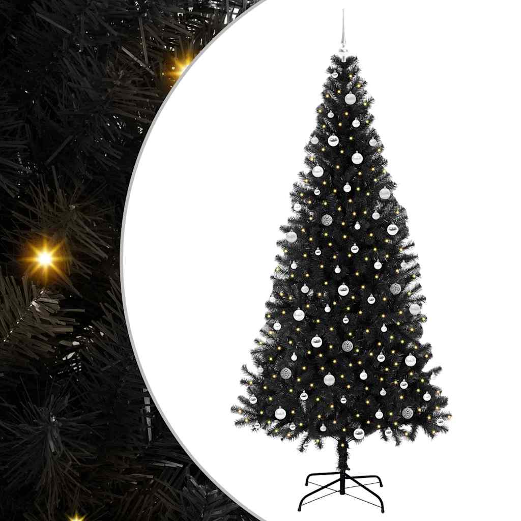 Christmas Tree with 300 LEDs with Stand Black 240 cm PVC