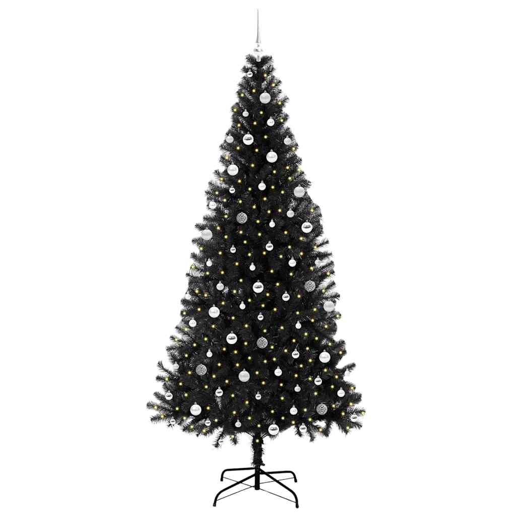Christmas Tree with 300 LEDs with Stand Black 240 cm PVC