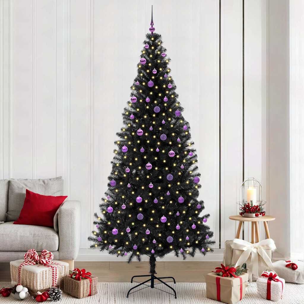Christmas Tree with 300 LEDs with Stand Black 240 cm PVC