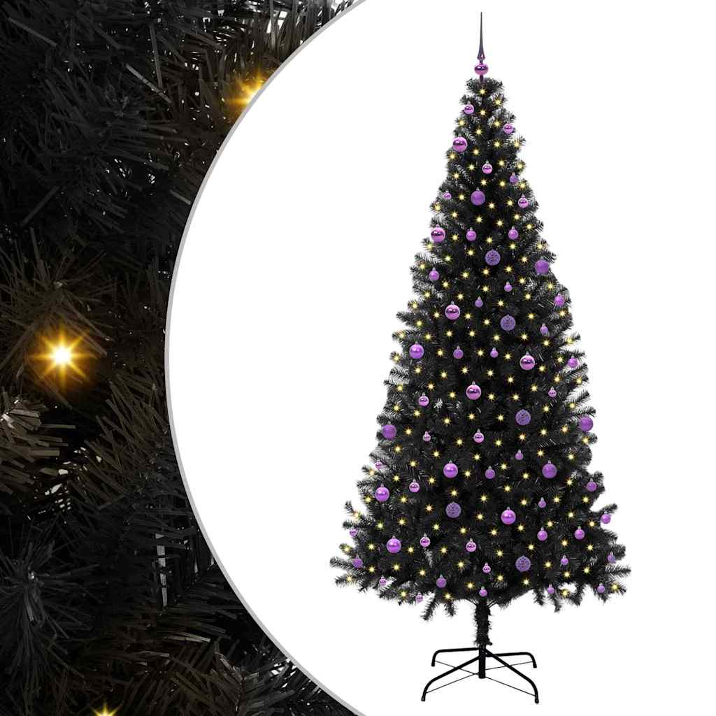 Christmas Tree with 300 LEDs with Stand Black 240 cm PVC
