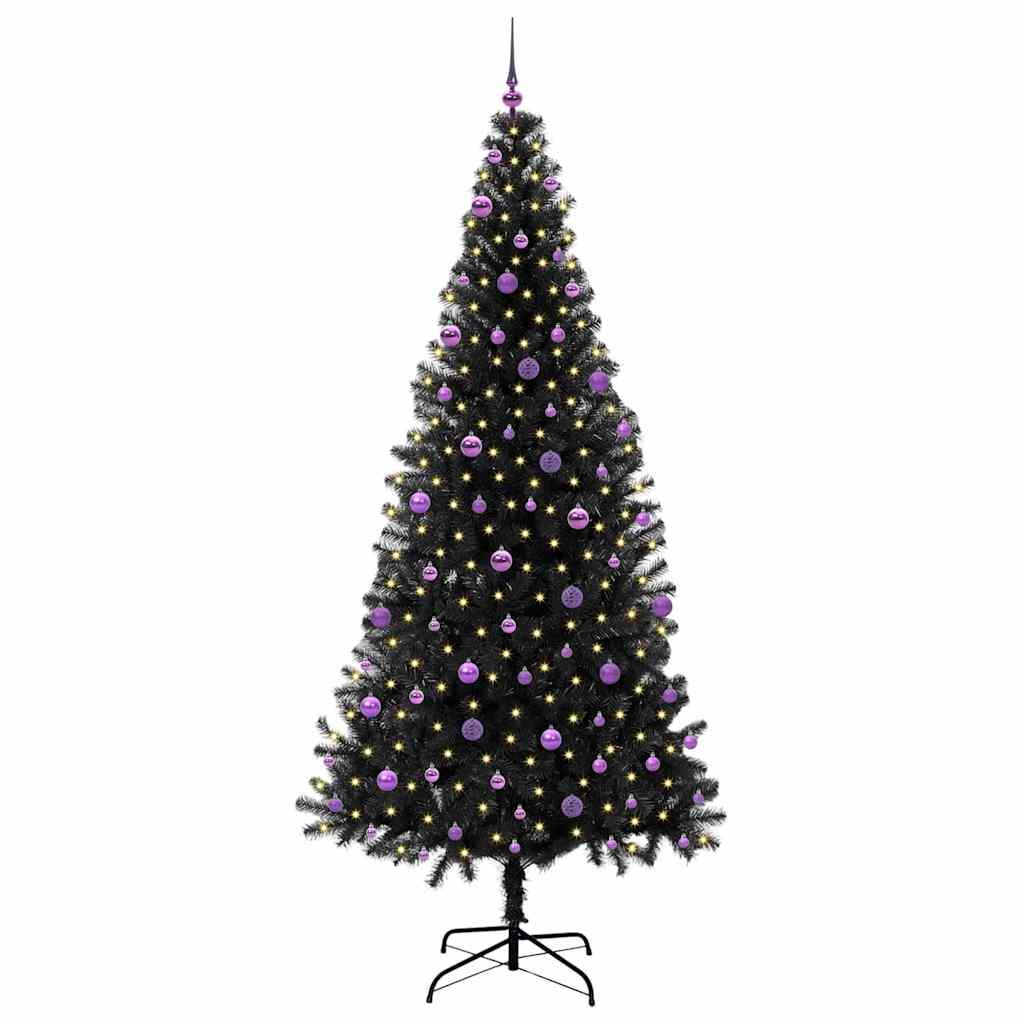 Christmas Tree with 300 LEDs with Stand Black 240 cm PVC