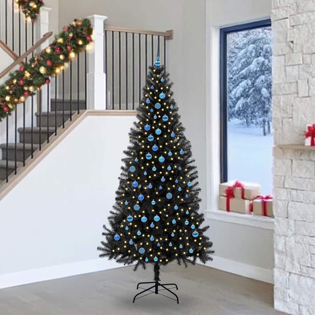 Christmas Tree with 300 LEDs with Stand Black 240 cm PVC