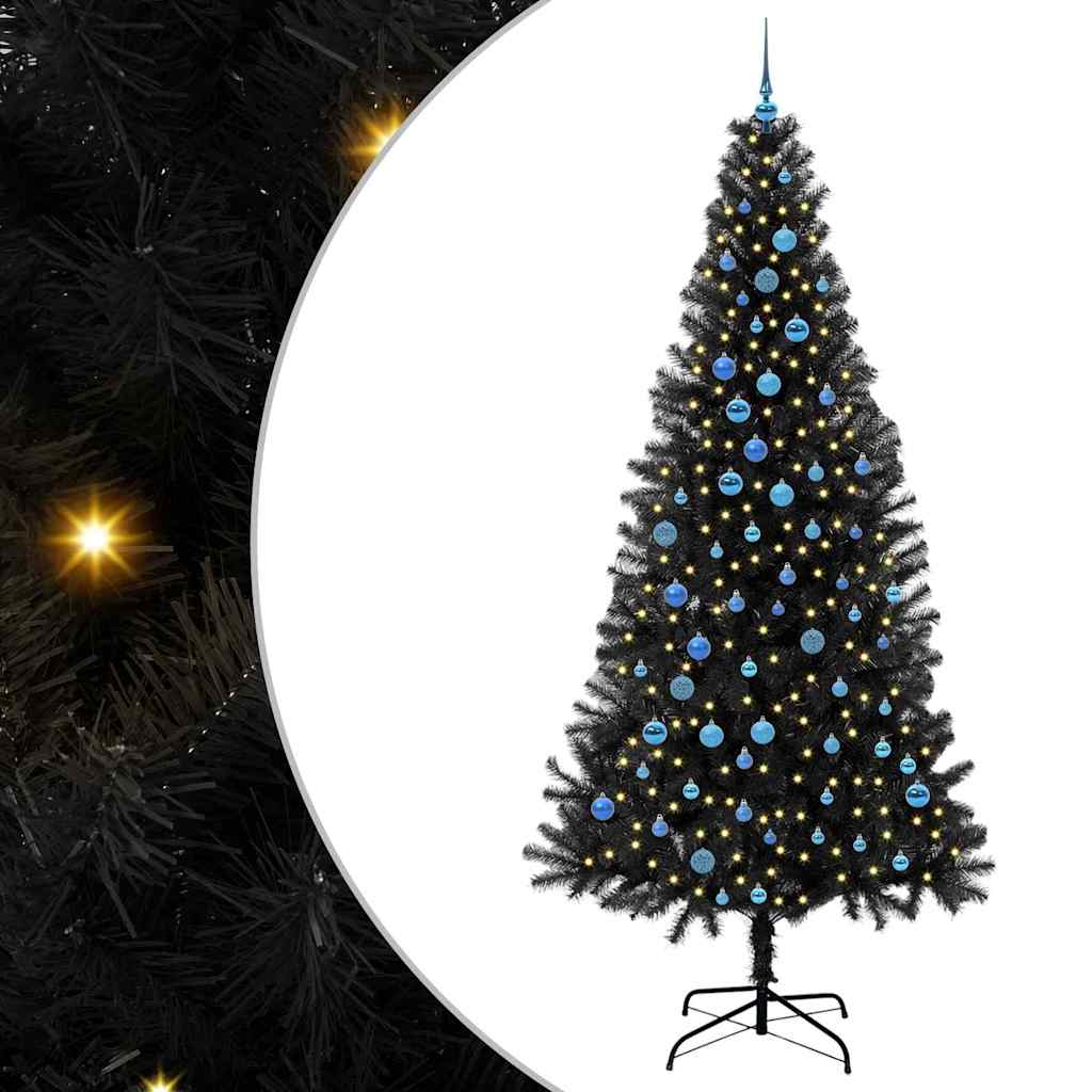 Christmas Tree with 300 LEDs with Stand Black 240 cm PVC