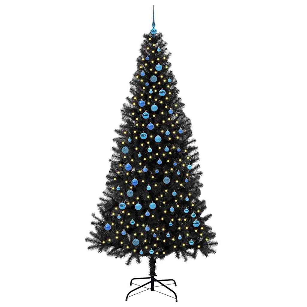 Christmas Tree with 300 LEDs with Stand Black 240 cm PVC