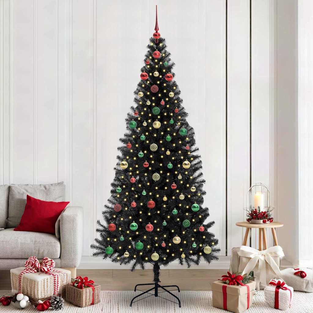Christmas Tree with 300 LEDs with Stand Black 240 cm PVC