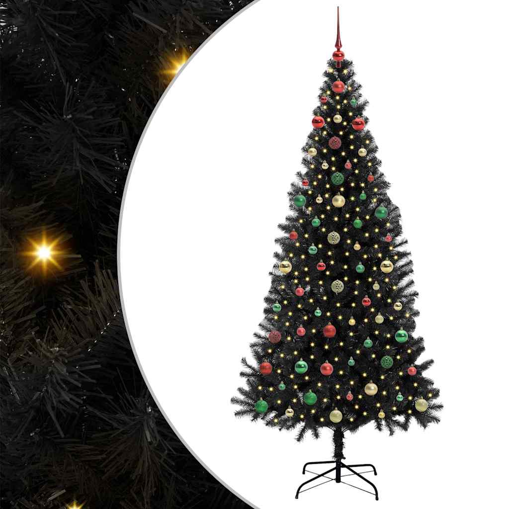 Christmas Tree with 300 LEDs with Stand Black 240 cm PVC