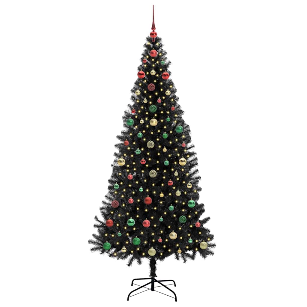 Christmas Tree with 300 LEDs with Stand Black 240 cm PVC