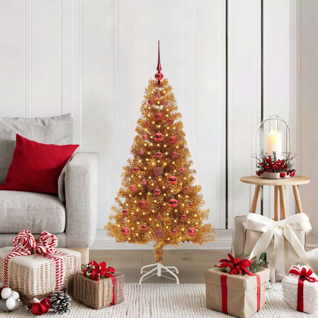 Christmas Tree with 150 LEDs with Stand Gold 120 cm PET