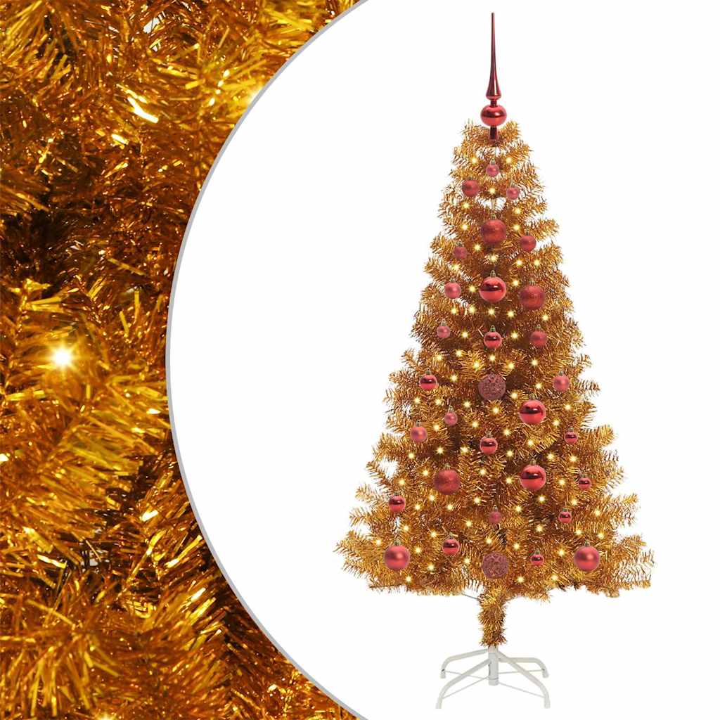Christmas Tree with 150 LEDs with Stand Gold 120 cm PET