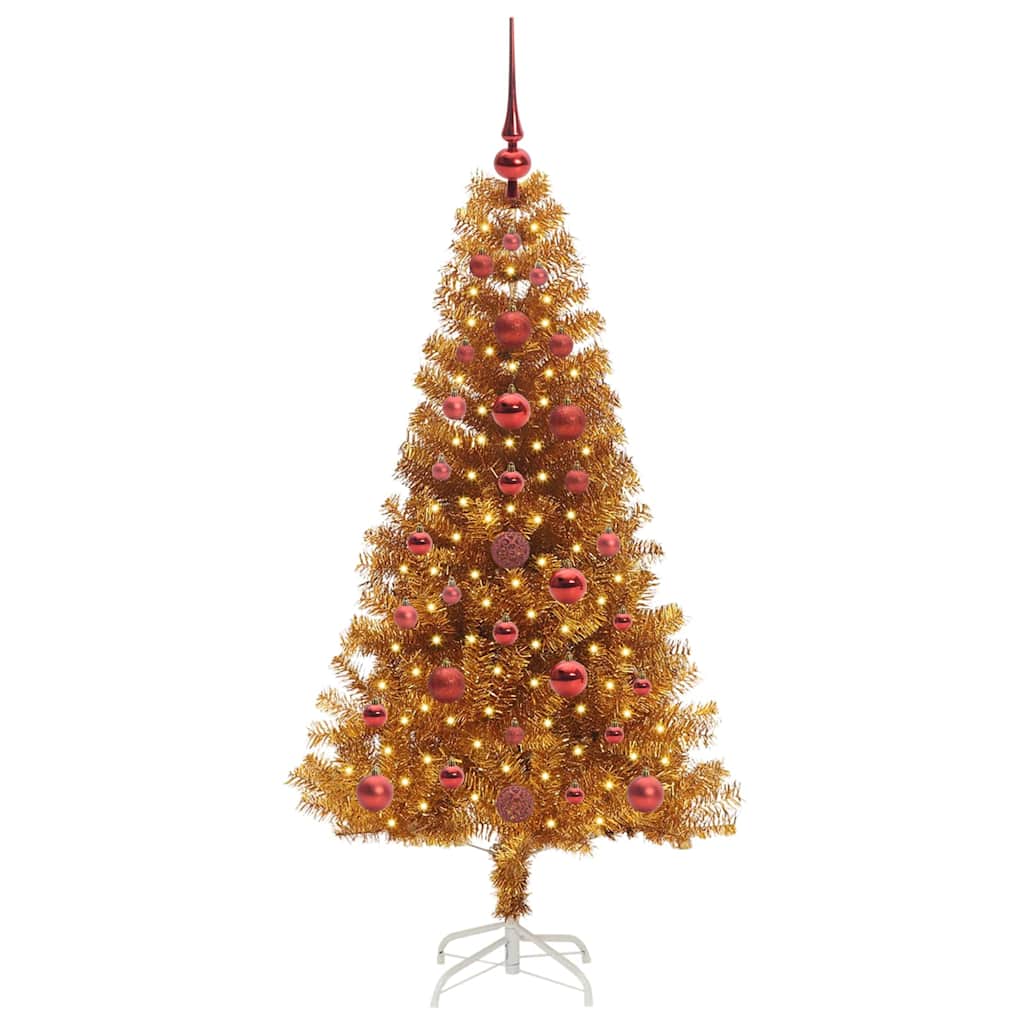 Christmas Tree with 150 LEDs with Stand Gold 120 cm PET