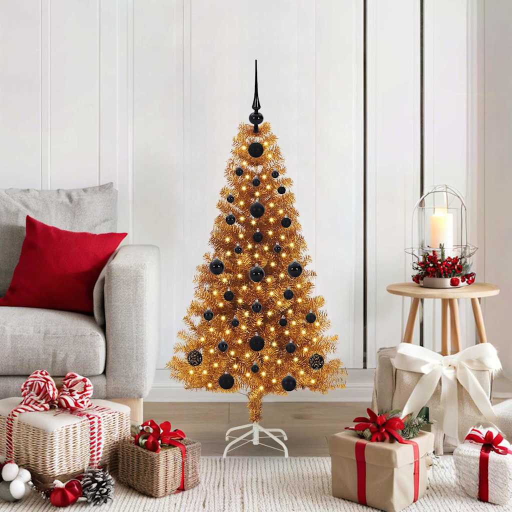 Christmas Tree with 150 LEDs with Stand Gold 120 cm PET