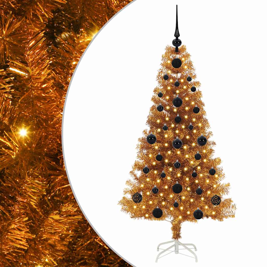 Christmas Tree with 150 LEDs with Stand Gold 120 cm PET
