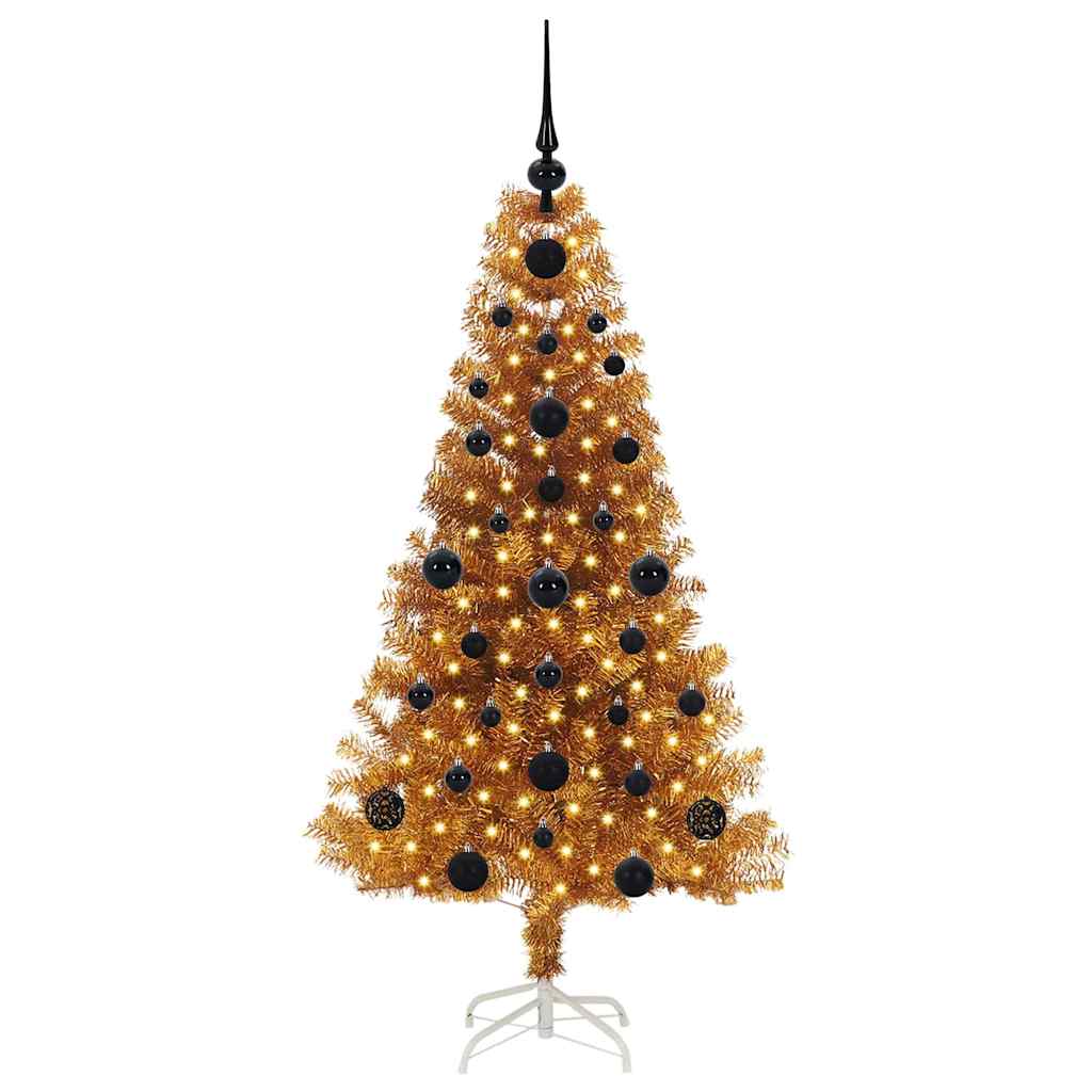 Christmas Tree with 150 LEDs with Stand Gold 120 cm PET