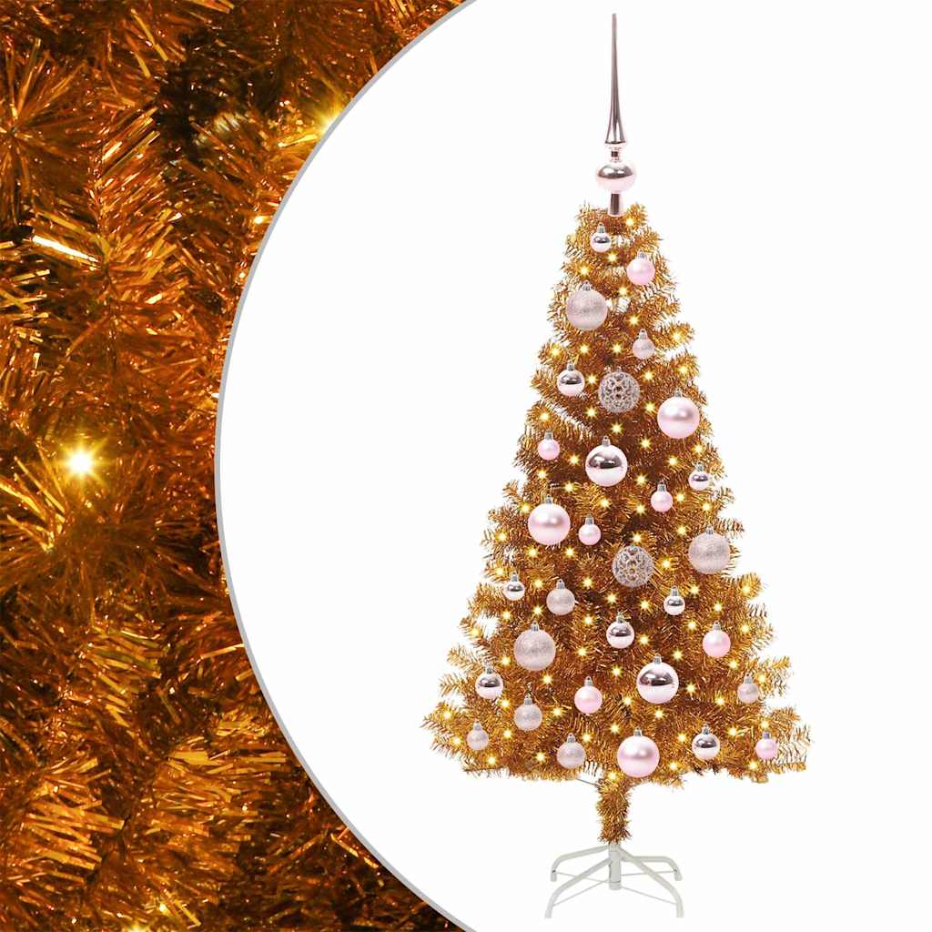 Christmas Tree with 150 LEDs with Stand Gold 120 cm PET