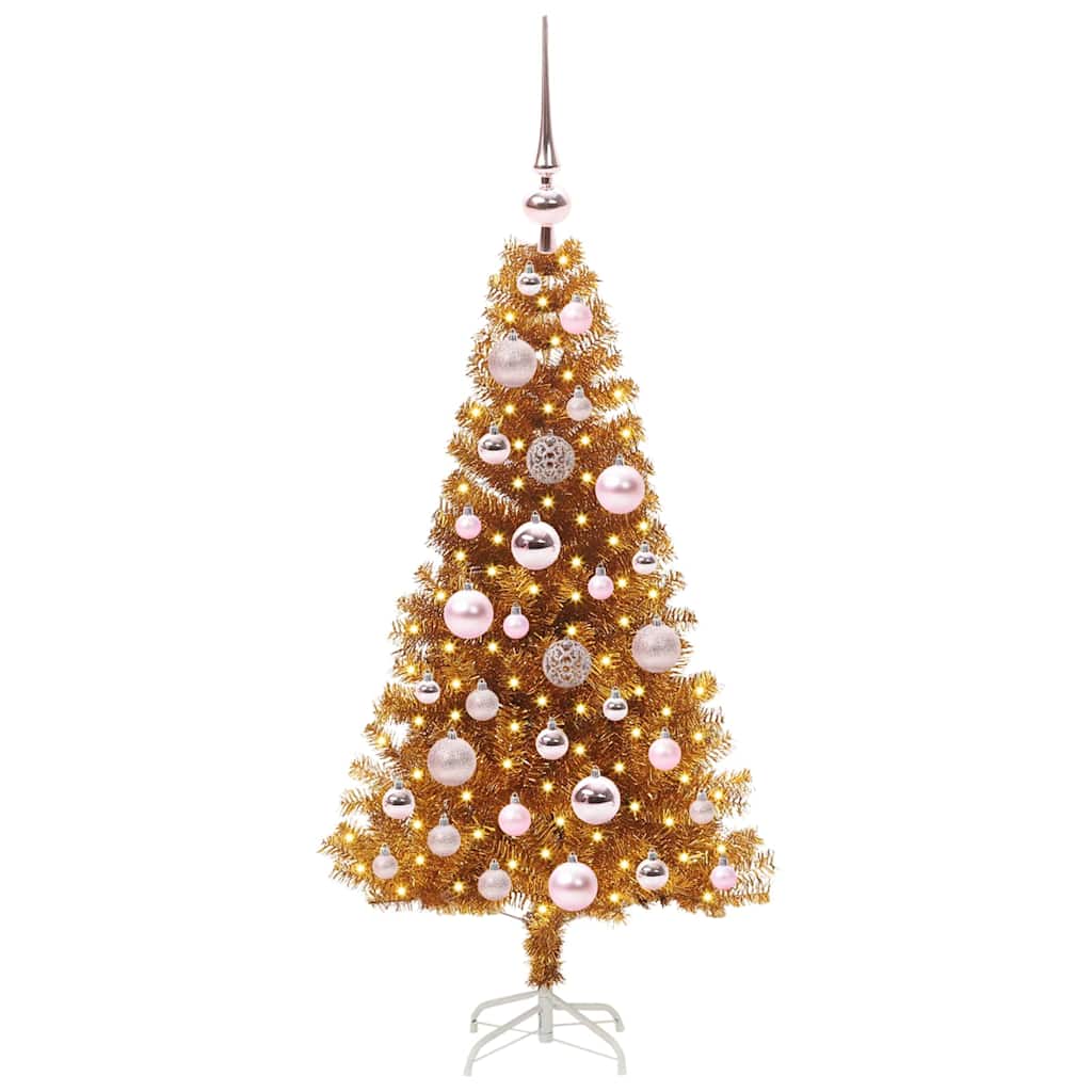 Christmas Tree with 150 LEDs with Stand Gold 120 cm PET