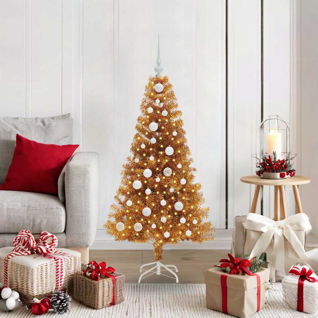 Christmas Tree with 150 LEDs with Stand Gold 120 cm PET