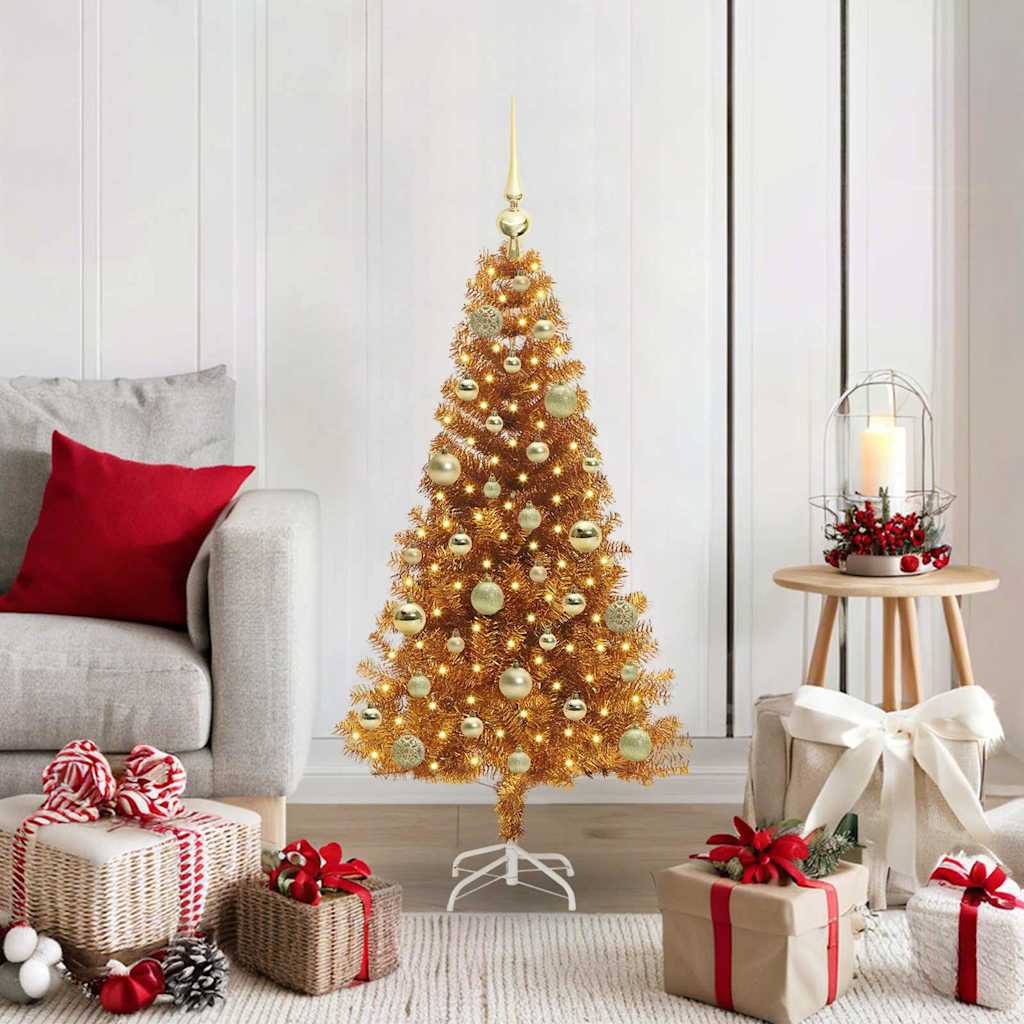Christmas Tree with 150 LEDs with Stand Gold 120 cm PET