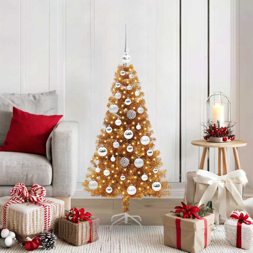 Christmas Tree with 150 LEDs with Stand Gold 120 cm PET