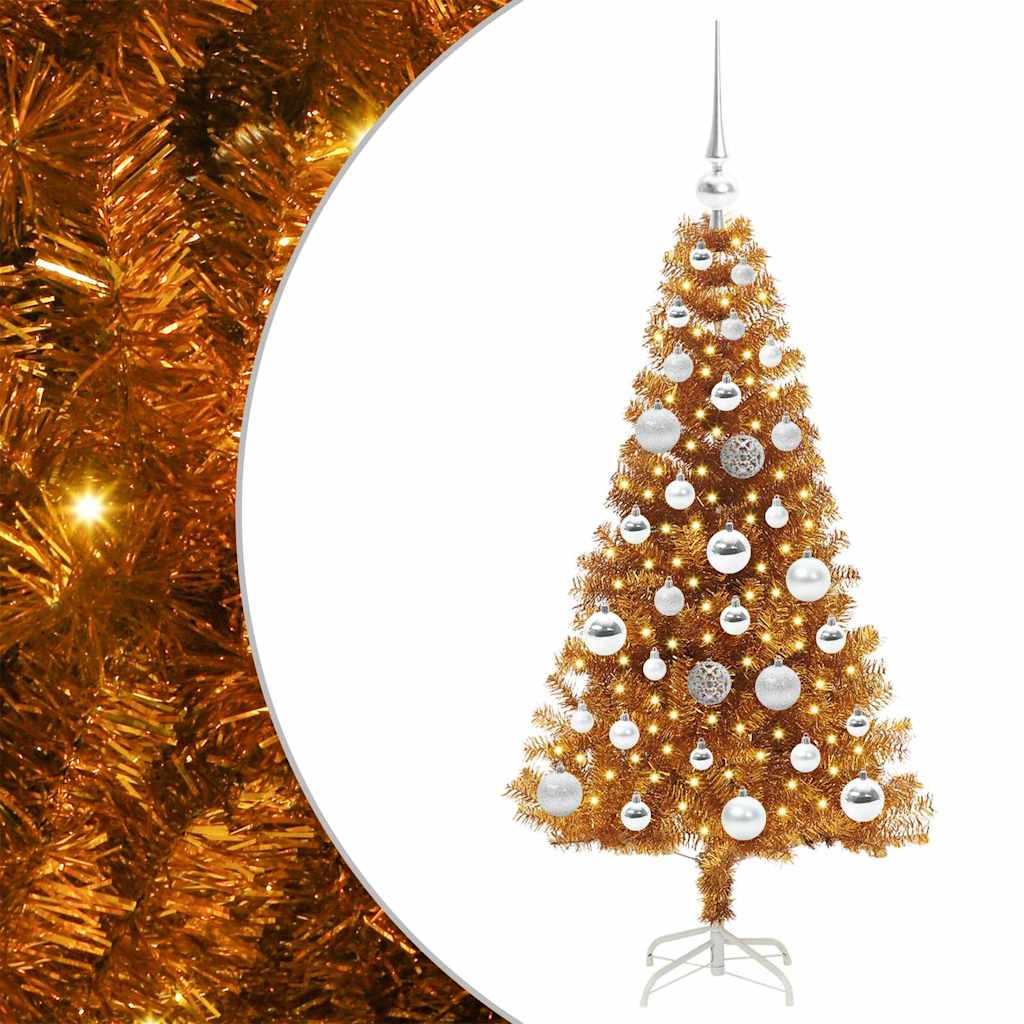 Christmas Tree with 150 LEDs with Stand Gold 120 cm PET
