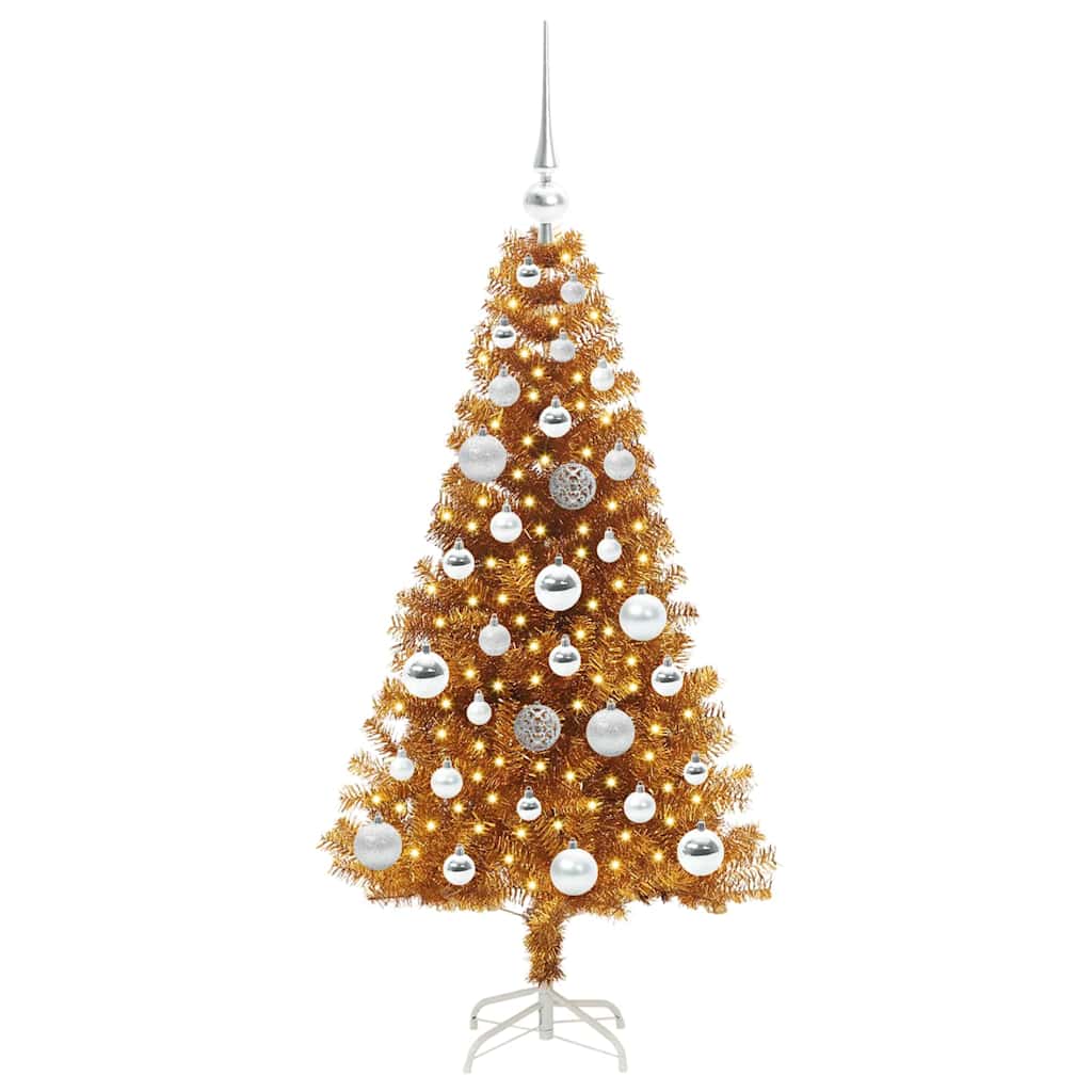 Christmas Tree with 150 LEDs with Stand Gold 120 cm PET