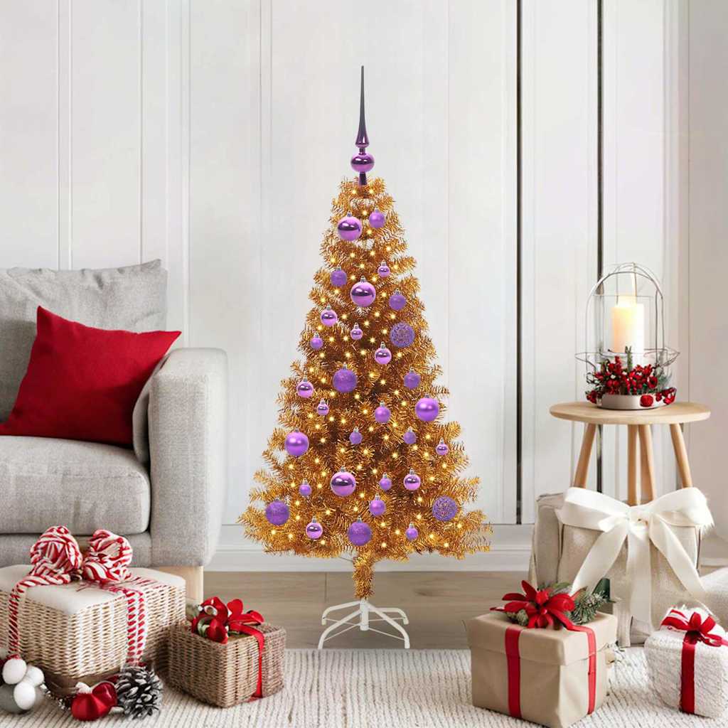 Christmas Tree with 150 LEDs with Stand Gold 120 cm PET