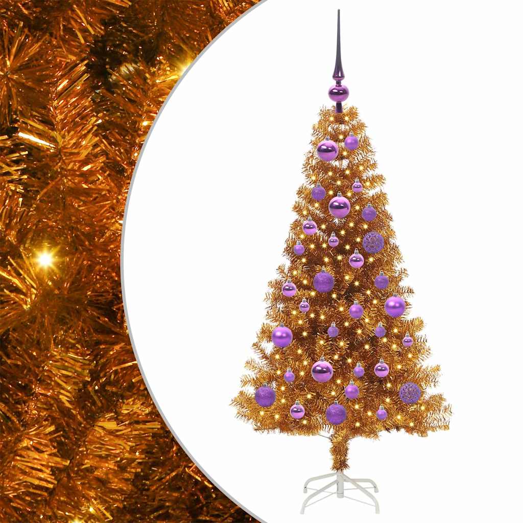 Christmas Tree with 150 LEDs with Stand Gold 120 cm PET