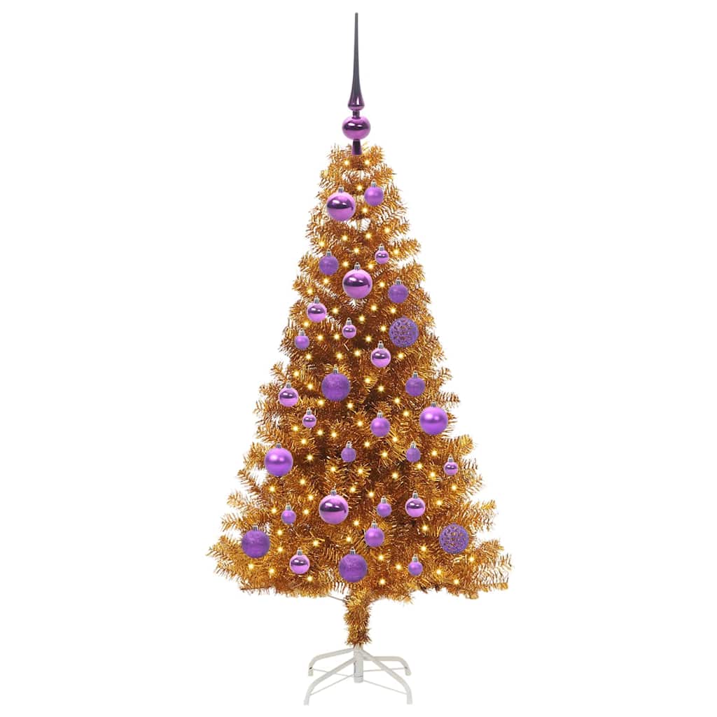 Christmas Tree with 150 LEDs with Stand Gold 120 cm PET
