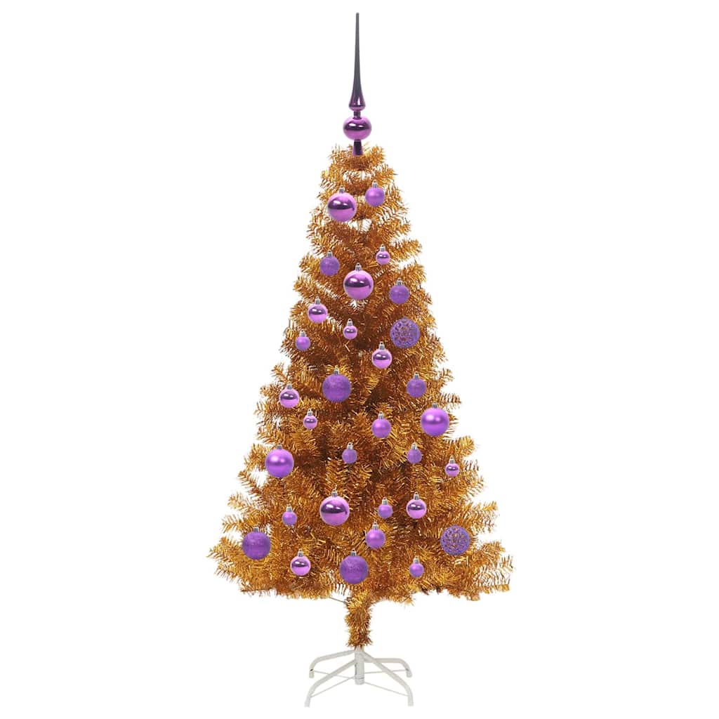 Christmas Tree with 150 LEDs with Stand Gold 120 cm PET