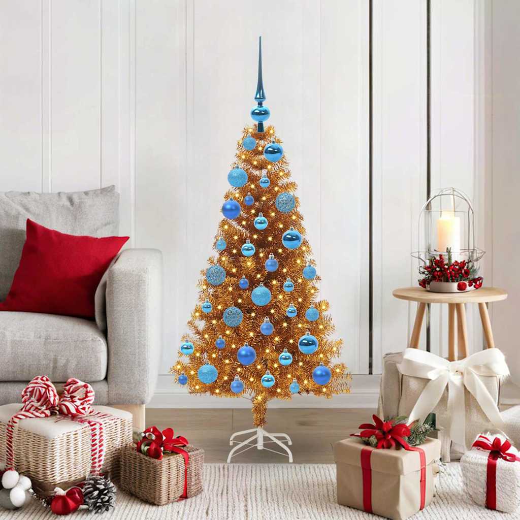 Christmas Tree with 150 LEDs with Stand Gold 120 cm PET