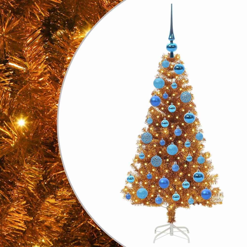Christmas Tree with 150 LEDs with Stand Gold 120 cm PET