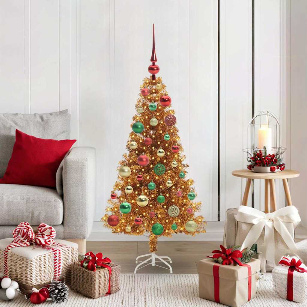 Christmas Tree with 150 LEDs with Stand Gold 120 cm PET