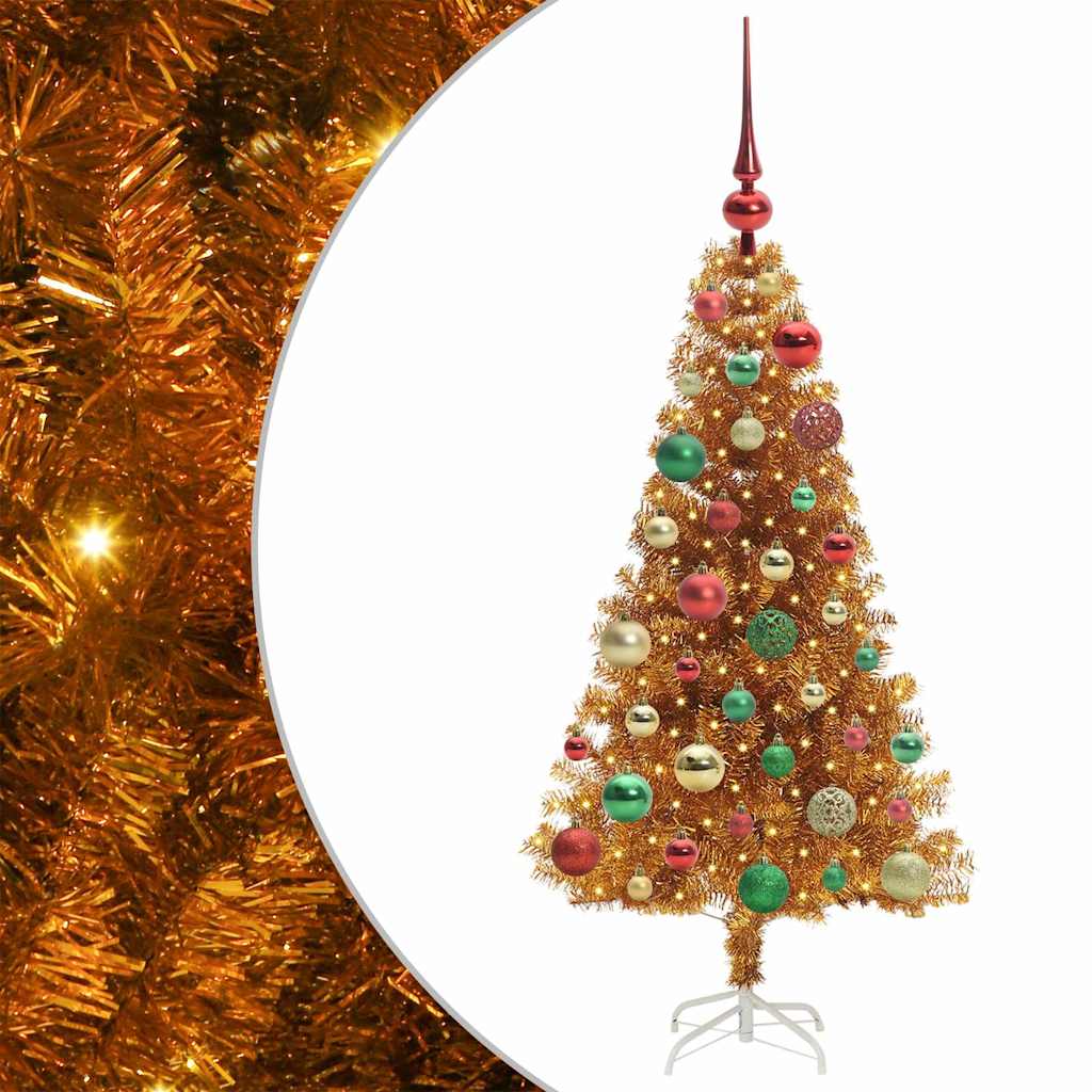 Christmas Tree with 150 LEDs with Stand Gold 120 cm PET