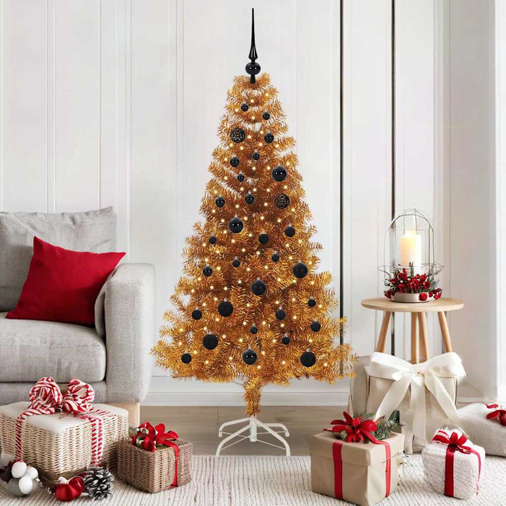 Christmas Tree with 150 LEDs with Stand Gold 150 cm PET