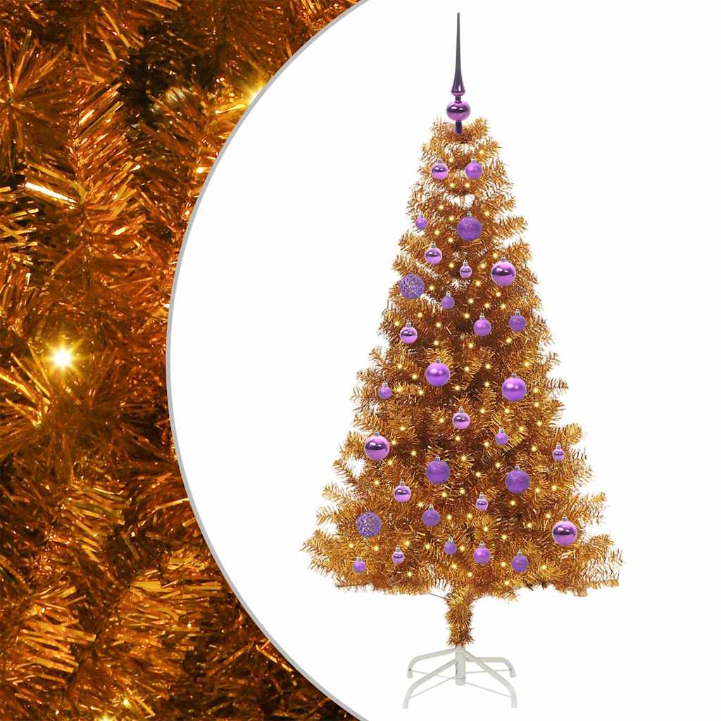 Christmas Tree with 150 LEDs with Stand Gold 150 cm PET