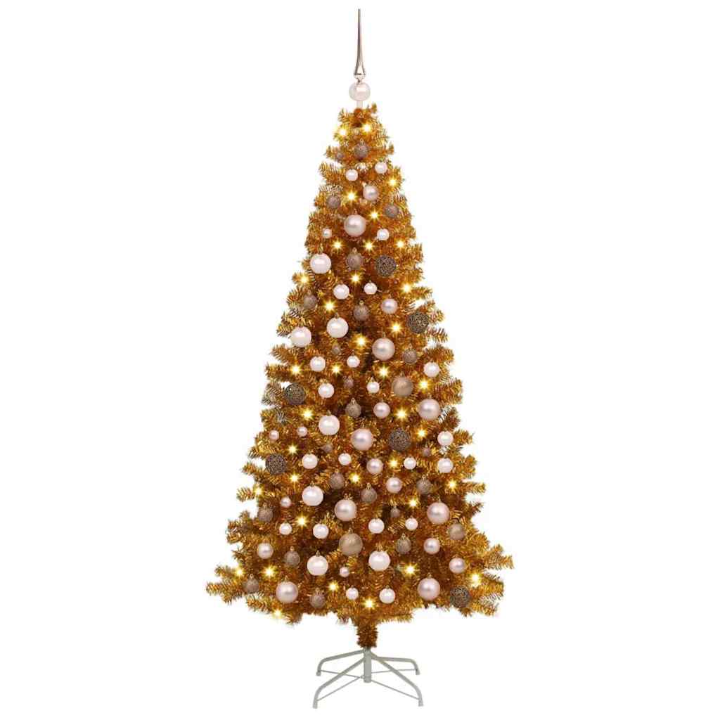 Christmas Tree with 300 LEDs with Stand Gold 180 cm PET