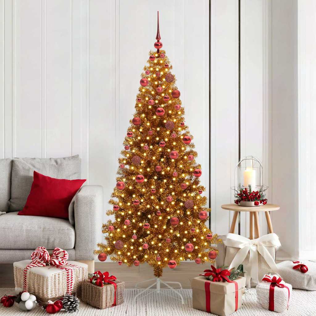 Christmas Tree with 300 LEDs with Stand Gold 180 cm PET