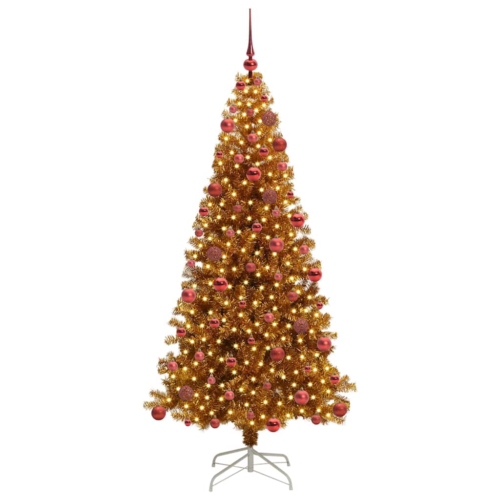 Christmas Tree with 300 LEDs with Stand Gold 180 cm PET