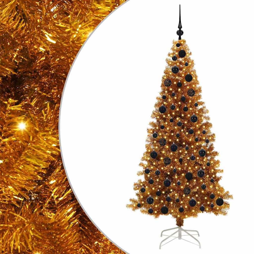 Christmas Tree with 300 LEDs with Stand Gold 180 cm PET