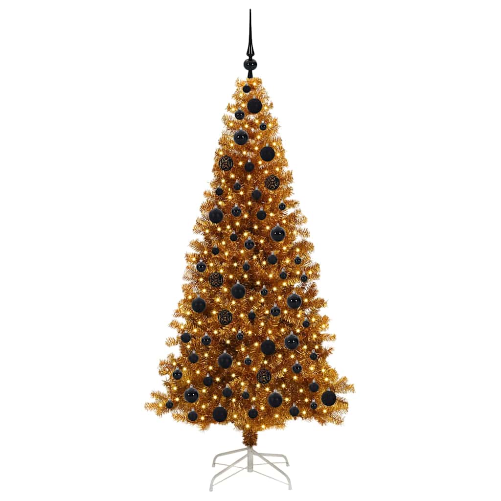 Christmas Tree with 300 LEDs with Stand Gold 180 cm PET