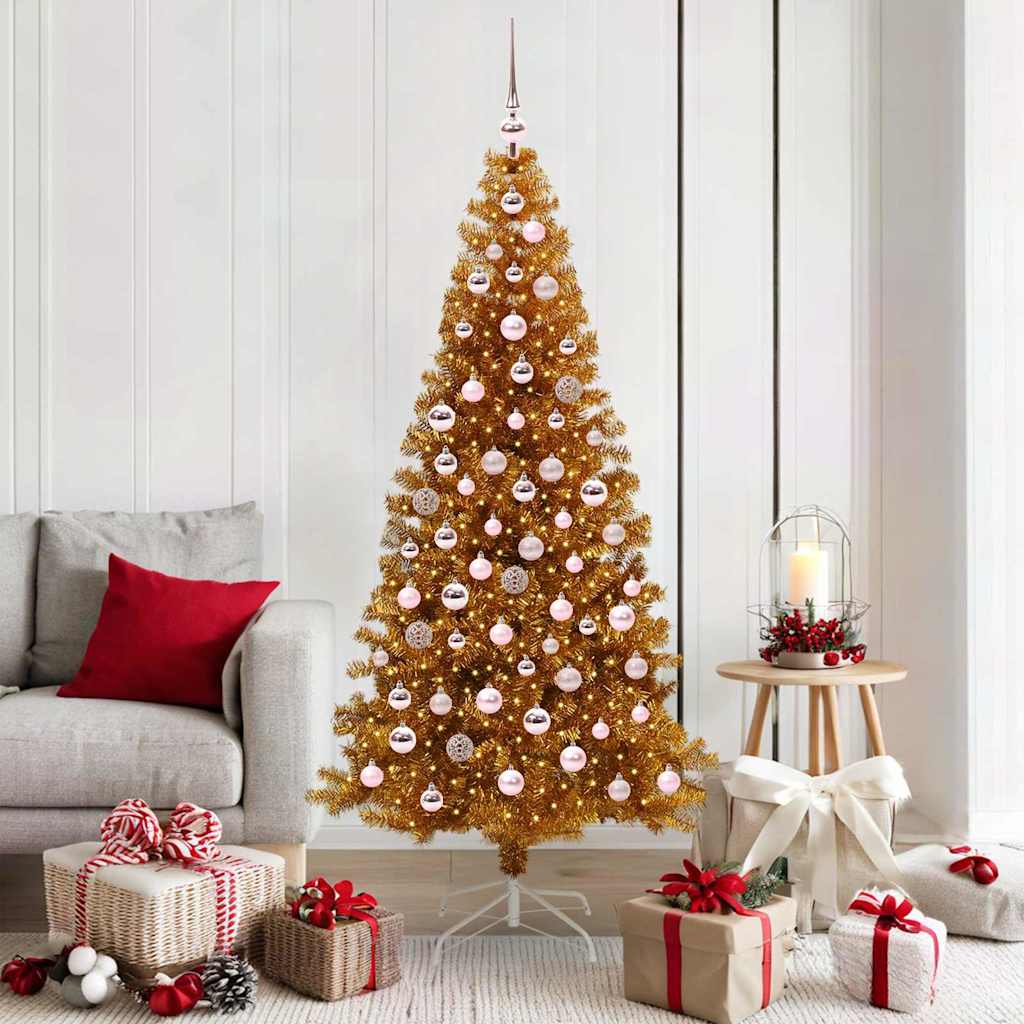Christmas Tree with 300 LEDs with Stand Gold 180 cm PET