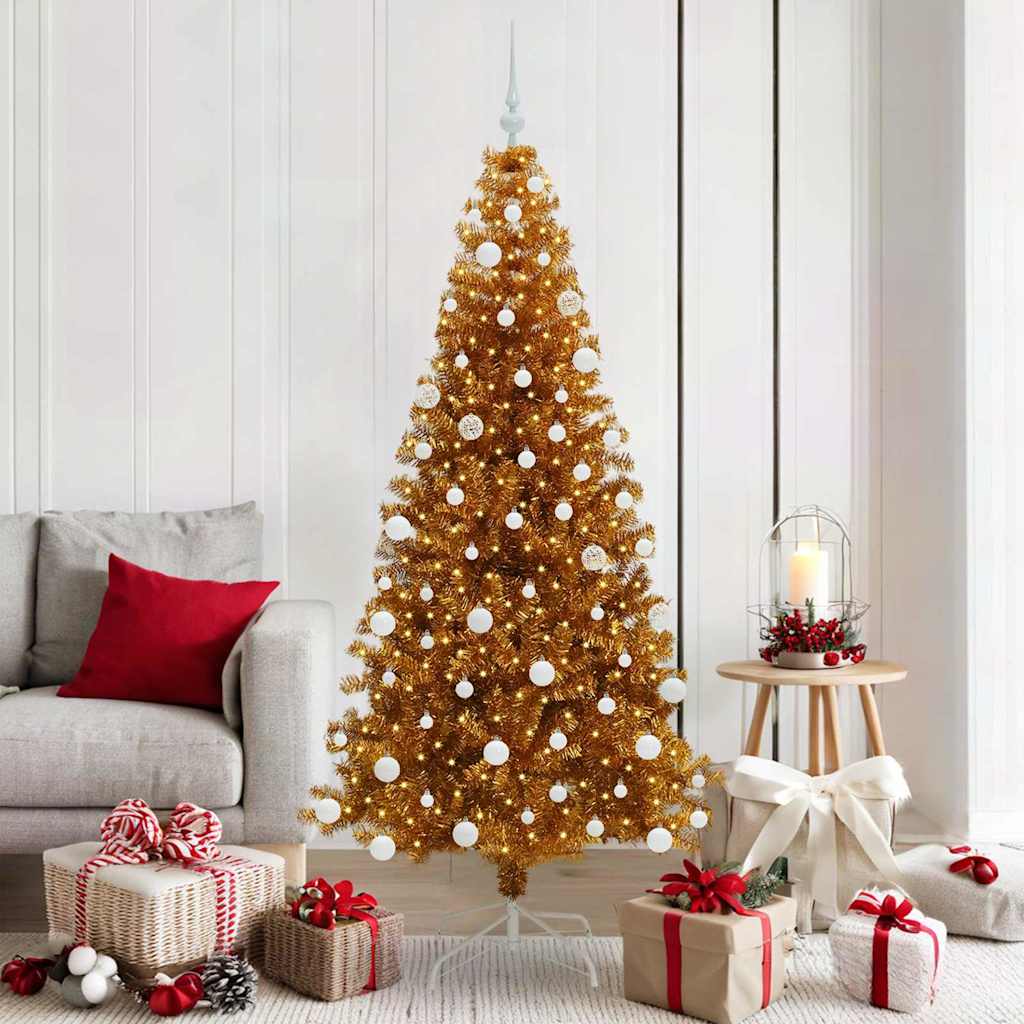 Christmas Tree with 300 LEDs with Stand Gold 180 cm PET