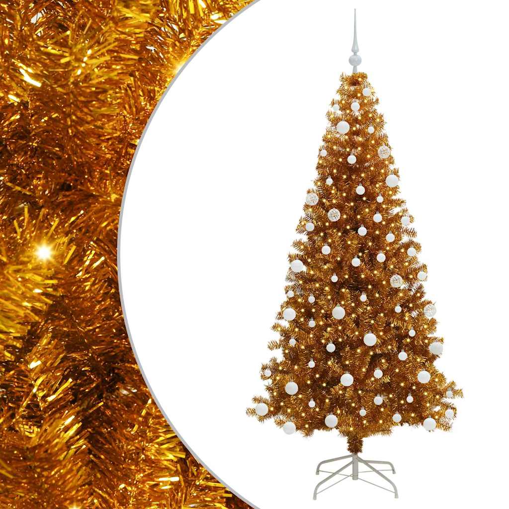 Christmas Tree with 300 LEDs with Stand Gold 180 cm PET