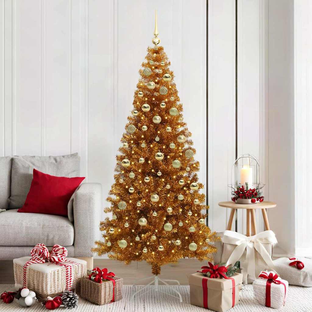 Christmas Tree with 300 LEDs with Stand Gold 180 cm PET