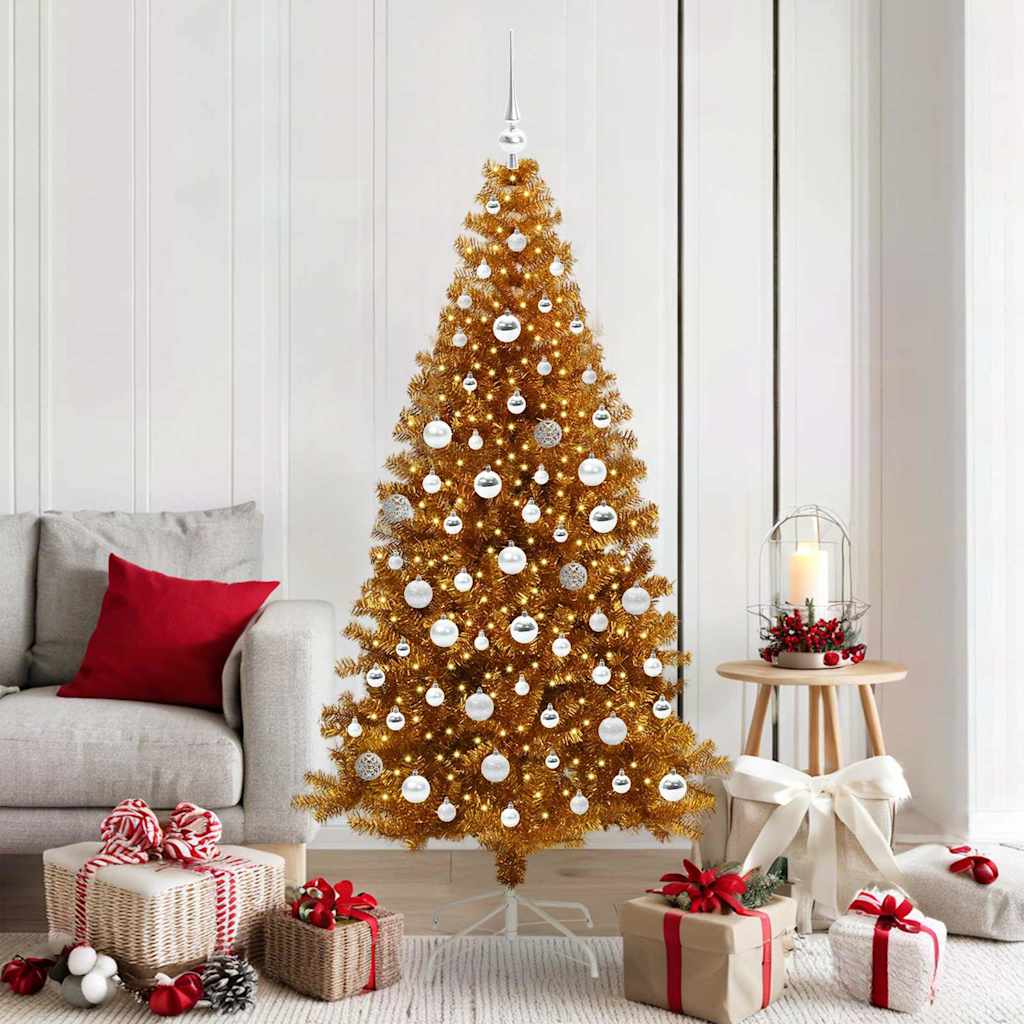 Christmas Tree with 300 LEDs with Stand Gold 180 cm PET