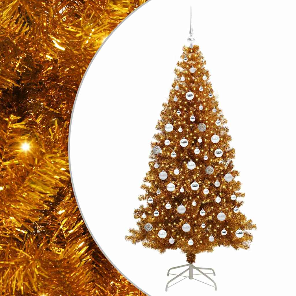 Christmas Tree with 300 LEDs with Stand Gold 180 cm PET