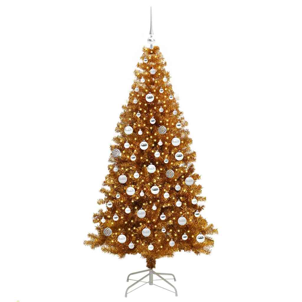 Christmas Tree with 300 LEDs with Stand Gold 180 cm PET