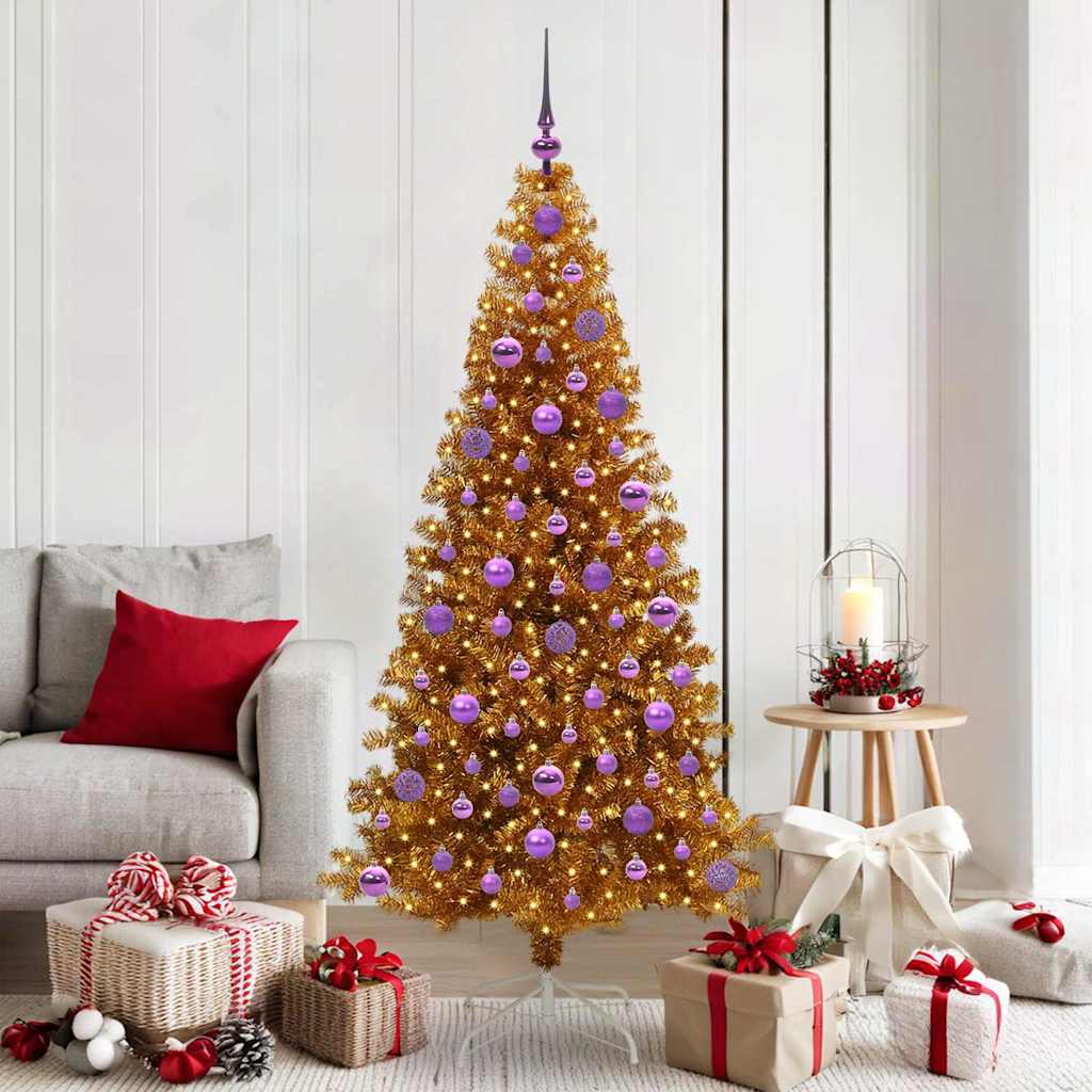 Christmas Tree with 300 LEDs with Stand Gold 180 cm PET