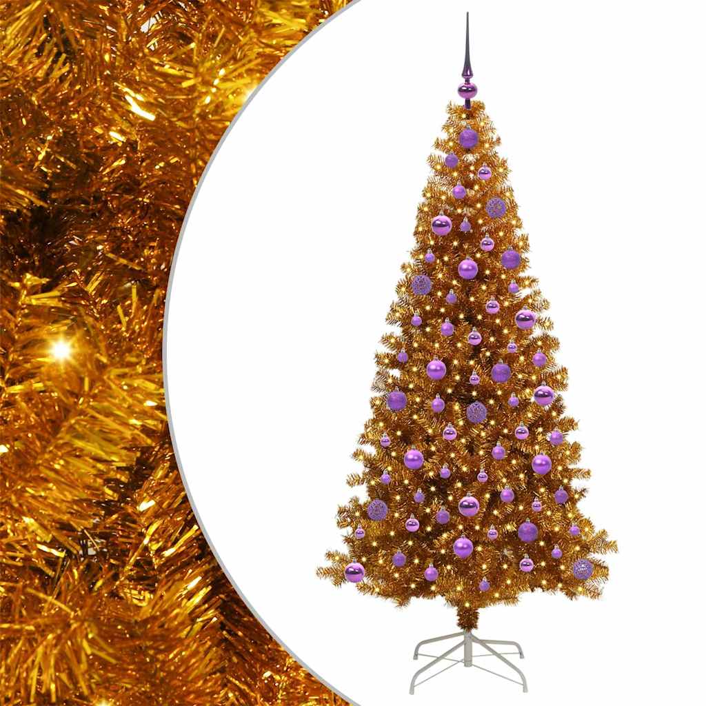Christmas Tree with 300 LEDs with Stand Gold 180 cm PET