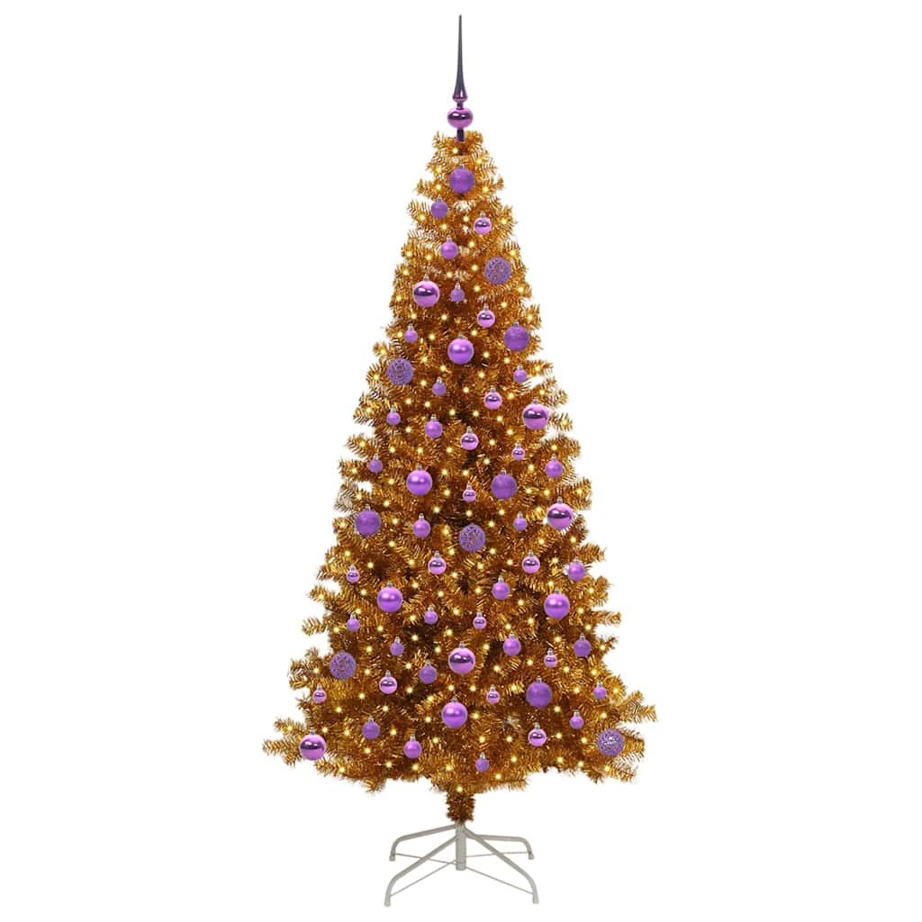 Christmas Tree with 300 LEDs with Stand Gold 180 cm PET